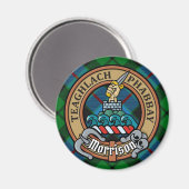 Clan Morrison Crest over het jagen op Tartan Magneet (Voorkant / Achterkant)