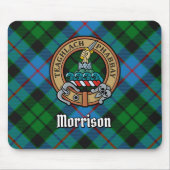 Clan Morrison Crest over het jagen op Tartan Muismat (Voorkant)