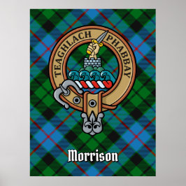 Clan Morrison Crest over het jagen op Tartan Poster