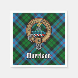 Clan Morrison Crest over het jagen op Tartan Servet
