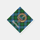 Clan Morrison Crest over het jagen op Tartan Servet (Hoek)