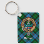 Clan Morrison Crest over het jagen op Tartan Sleut Sleutelhanger (Voorkant)
