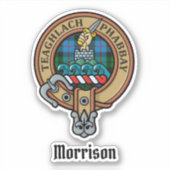 Clan Morrison Crest over het jagen op Tartan Stick Sticker (Voorkant)