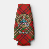 Clan Morrison Crest over Red Tartan Bottle Cooler (Voorkant)