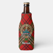 Clan Morrison Crest over Red Tartan Bottle Cooler (Fles Voorkant)
