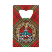 Clan Morrison Crest over Red Tartan Creditkaart Flessenopener (Voorkant)