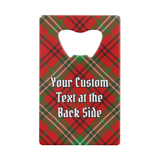 Clan Morrison Crest over Red Tartan Creditkaart Flessenopener (Achterkant)