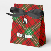 Clan Morrison Crest over Red Tartan Favor Box Bedankdoosjes (Voorkant Zijde)