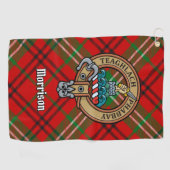 Clan Morrison Crest over Red Tartan Golf Towel Golfhanddoek (Horizontaal)