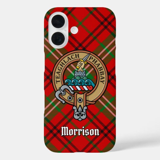 Clan Morrison Crest over Red Tartan iPhone Case (Achterkant)