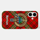 Clan Morrison Crest over Red Tartan iPhone Case (Achterkant (horizontaal))