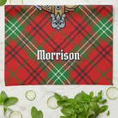 Clan Morrison Crest over Red Tartan Kitchen Towel Theedoek (Gevouwen)