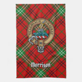 Clan Morrison Crest over Red Tartan Kitchen Towel Theedoek (Verticaal)