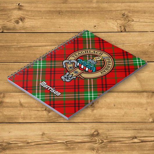 Clan Morrison Crest over Red Tartan Notitieboek