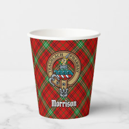 Clan Morrison Crest over Red Tartan Paper Cups Papieren Bekers