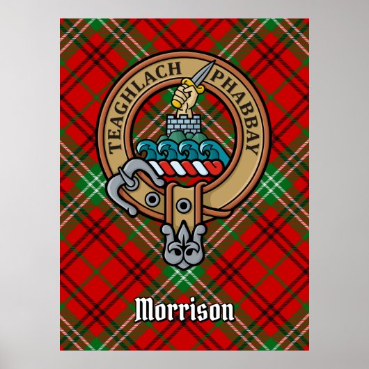 Clan Morrison Crest over Red Tartan Poster (Voorkant)