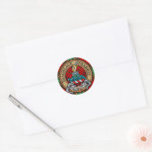 Clan Morrison Crest over Red Tartan Ronde Sticker (Envelop)