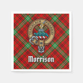 Clan Morrison Crest over Red Tartan Servet (Voorkant)