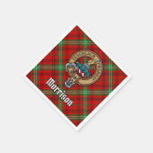 Clan Morrison Crest over Red Tartan Servet (Hoek)