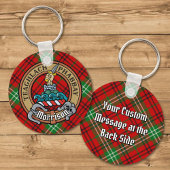 Clan Morrison Crest over Red Tartan Sleutelhanger