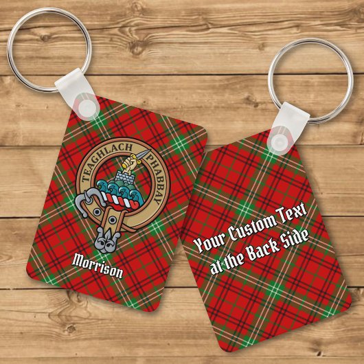 Clan Morrison Crest over Red Tartan Sleutelhanger
