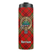 Clan Morrison Crest over Red Tartan Thermosbeker (Voorkant)