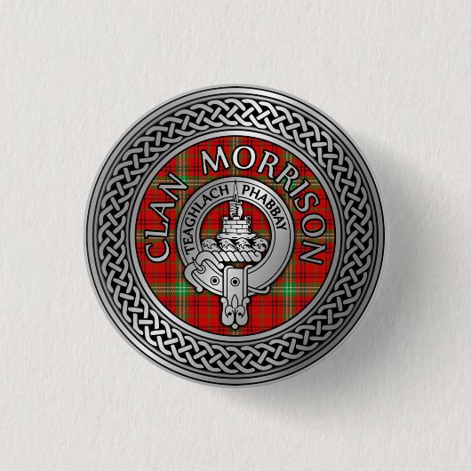 Clan Morrison Crest & Tartan Knot Button (Voorkant)