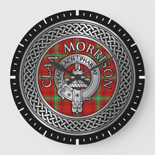 Clan Morrison Crest & Tartan Knot Large Clock Grote Klok (Voorkant)