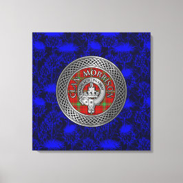 Clan Morrison Crest & Tartan Knot op Thistle Canvas Afdruk