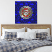 Clan Morrison Crest & Tartan Knot op Thistle Canvas Afdruk (Insitu (Slaapkamer))
