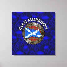 Clan Morrison Crest & Tartan Knot op Thistle