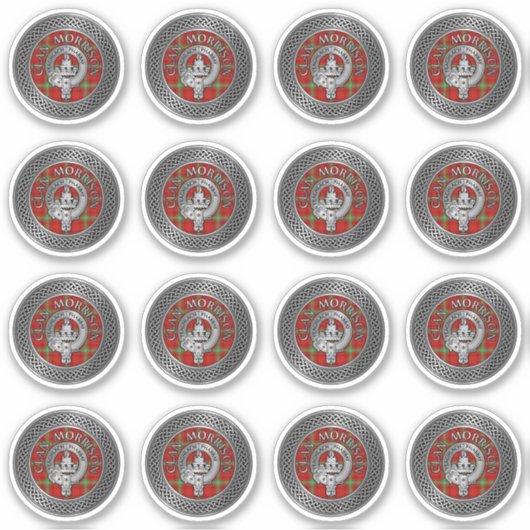 Clan Morrison Crest & Tartan Knot Sticker (Voorkant)