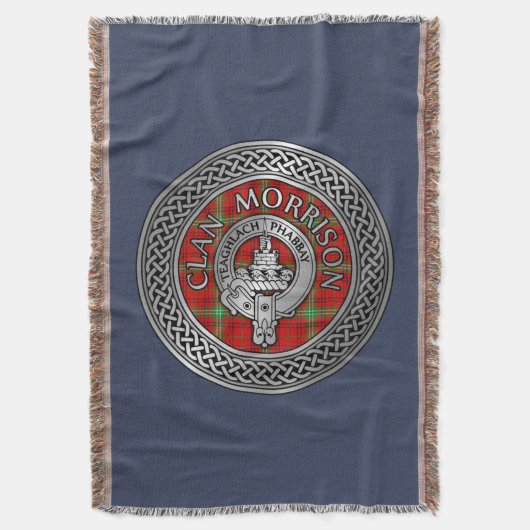 Clan Morrison Crest & Tartan Knot Throw Blanket Deken (Voorkant Verticaal)