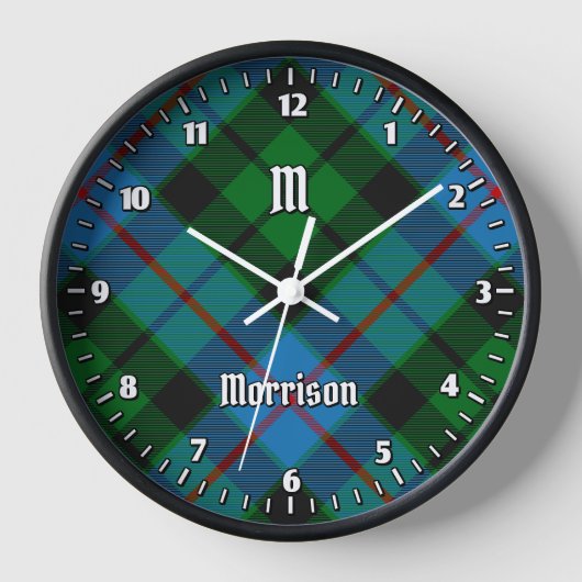 Clan Morrison Hunting Tartan Large Clock (Voorkant)