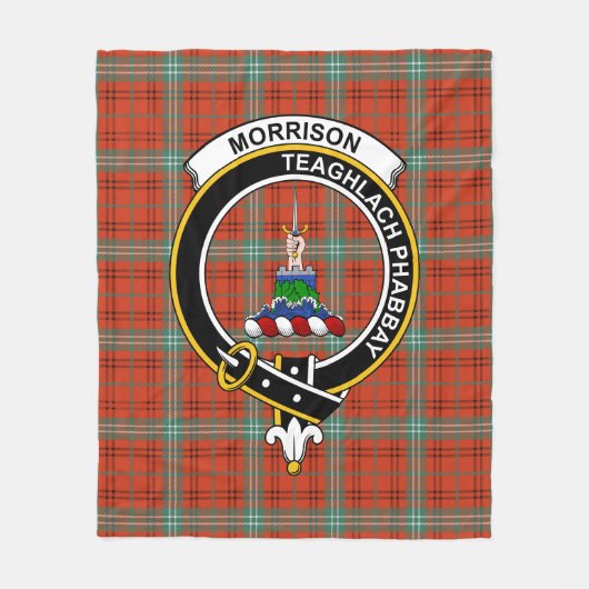 Clan Morrison Red Ancient Tartan Pset Fleece Deken (Voorkant)