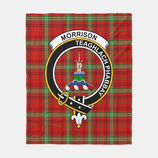 Clan Morrison Red Modern Tartan Pset Fleece Deken (Voorkant)