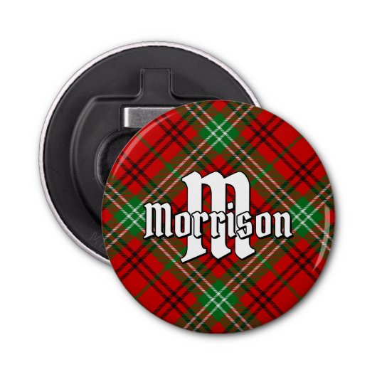 Clan Morrison Red Tartan Button Flesopener (Voorkant)