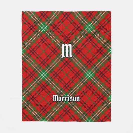 Clan Morrison Red Tartan Fleece Blanket (Voorkant)