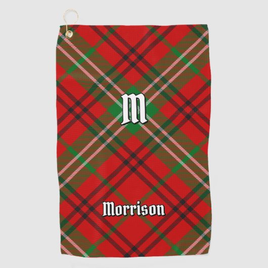 Clan Morrison Red Tartan Golf Towel Golfhanddoek (Voorkant)