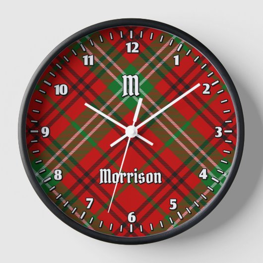 Clan Morrison Red Tartan Grote klok (Voorkant)