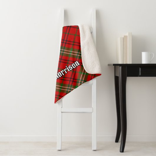 Clan Morrison Red Tartan Sherpa Blanket Sherpa Deken (In situ)