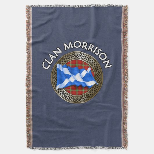 Clan Morrison Tartan Knot & Flag Deken (Voorkant Verticaal)