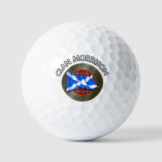 Clan Morrison Tartan Knot & Flag Golfballen (Voorkant)