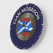 Clan Morrison Tartan Knot & Flag Grote Klok (Hoek)