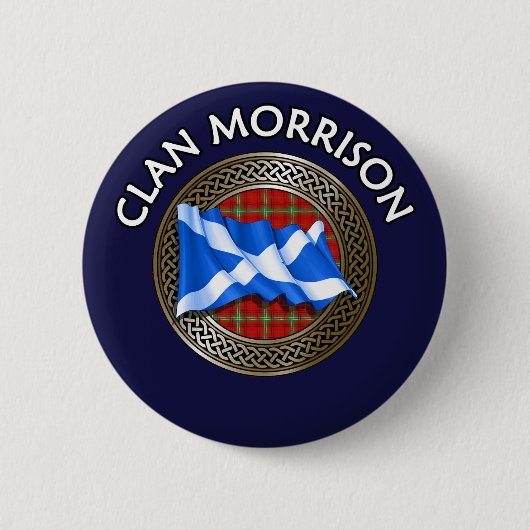 Clan Morrison Tartan Knot & Flag Ronde Button 5,7 Cm (Voorkant)
