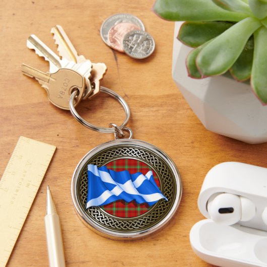 Clan Morrison Tartan Knot & Flag Sleutelhanger (Bureau)