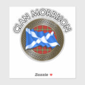 Clan Morrison Tartan Knot & Flag Sticker (Vel)