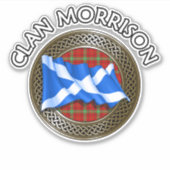 Clan Morrison Tartan Knot & Flag Sticker (Voorkant)