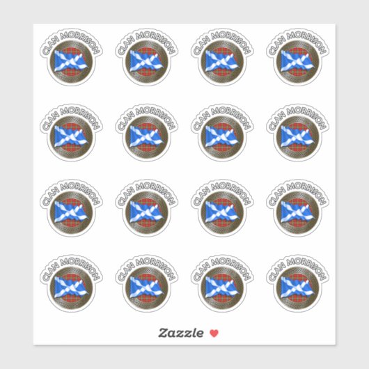 Clan Morrison Tartan Knot & Flag Sticker (Vel)
