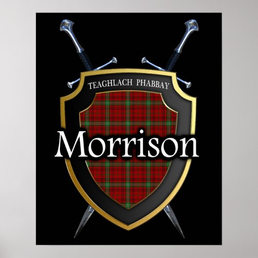 Clan Morrison Tartan Scottish Shield & Swords Poster (Voorkant)